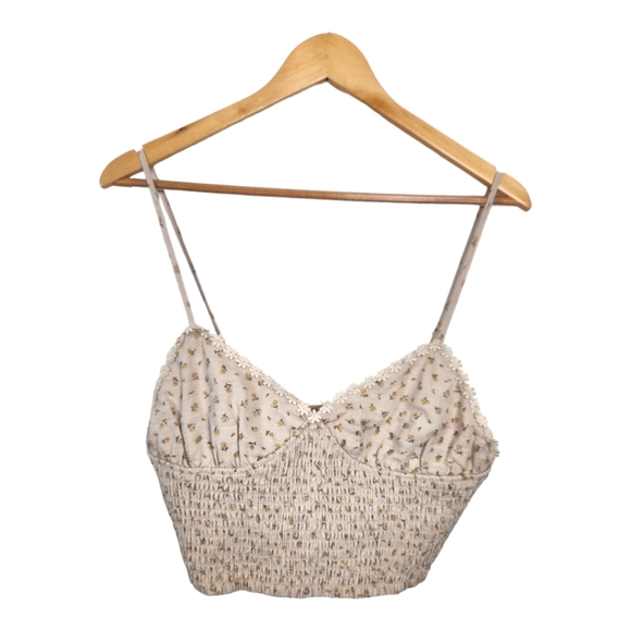 SOLD Sky & Sparrow Ditsy Daisy Smocked Cami Crop Top - Picture 3 of 7